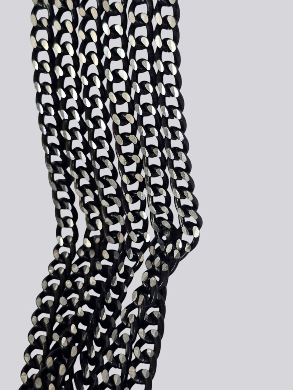 Vintage-Style Black Multi-Chain Necklace With Clear Rhinestone Accents - Picture 7 of 16